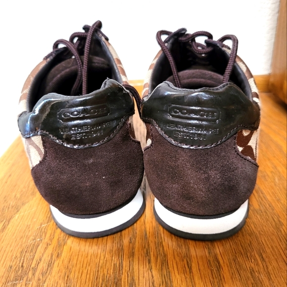 VINTAGE COACH Khaki Brown Signature Canvas Kathleen Sneaker- Women's 9 - Picture 2 of 4